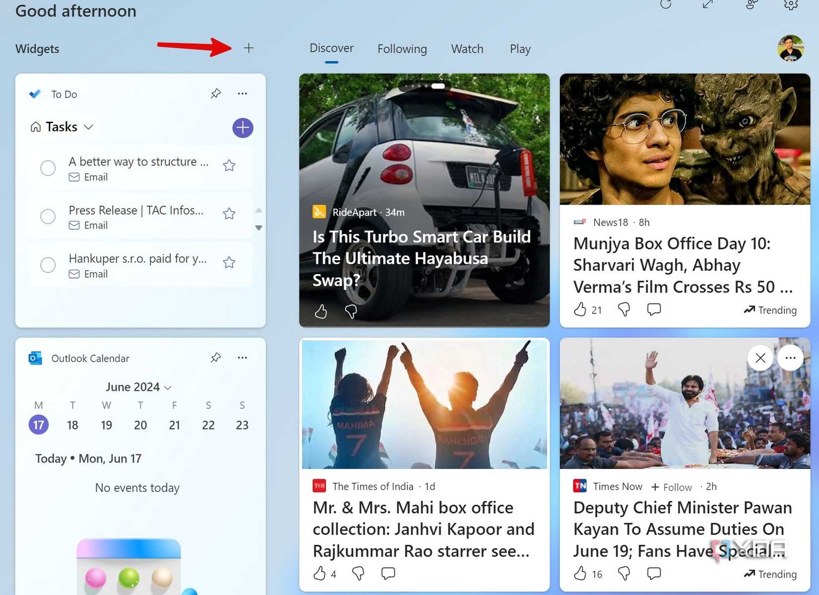 A screenshot showing create new widget