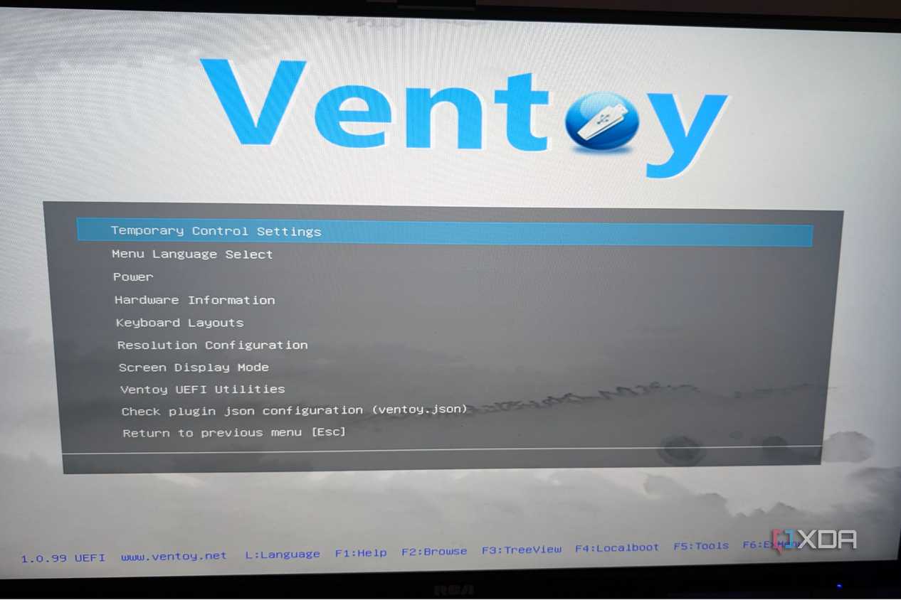 Image showing the Ventoy menu tools option