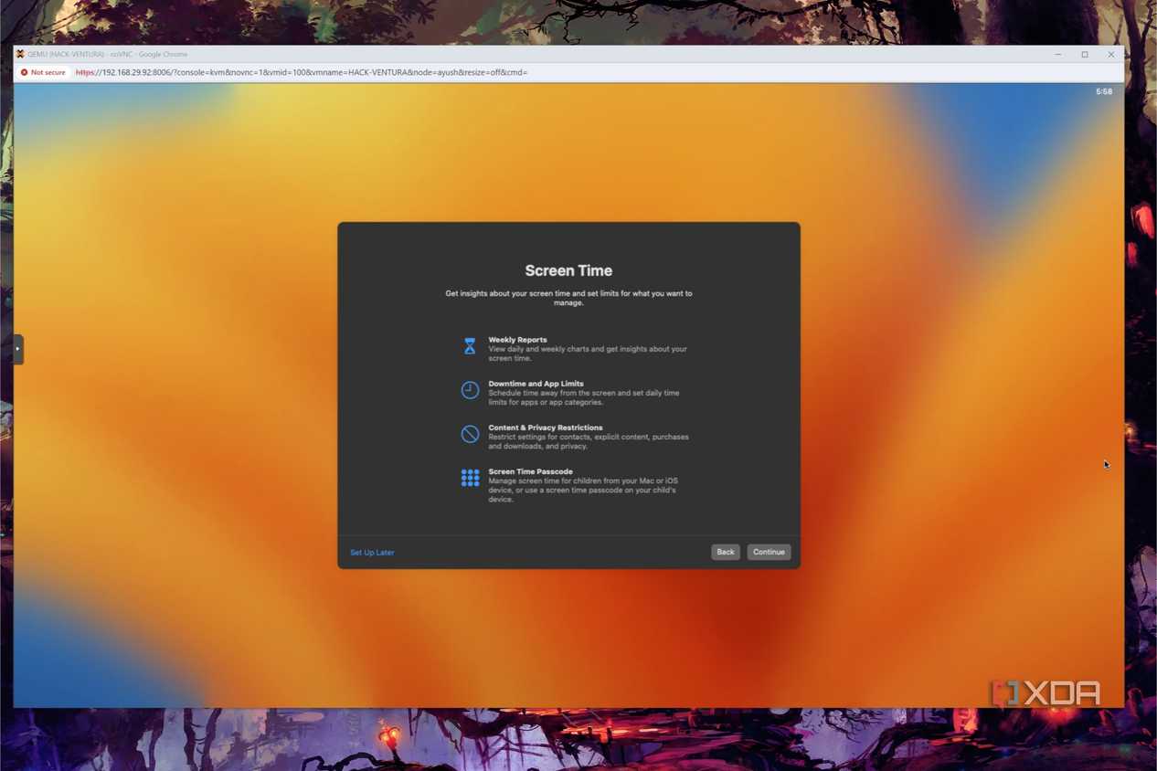 The initial set-up screen on macOS Ventura