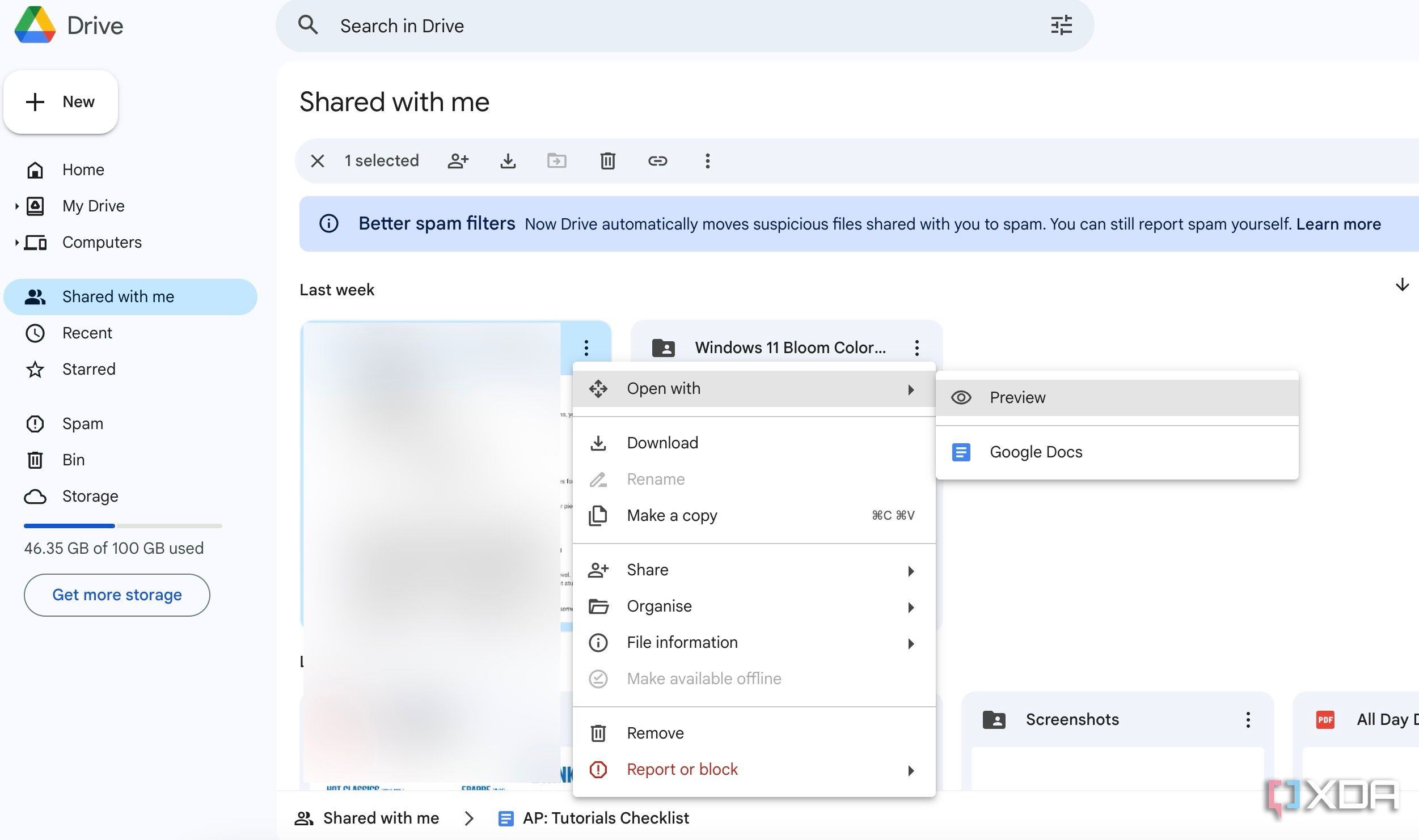 Google Drive sharing