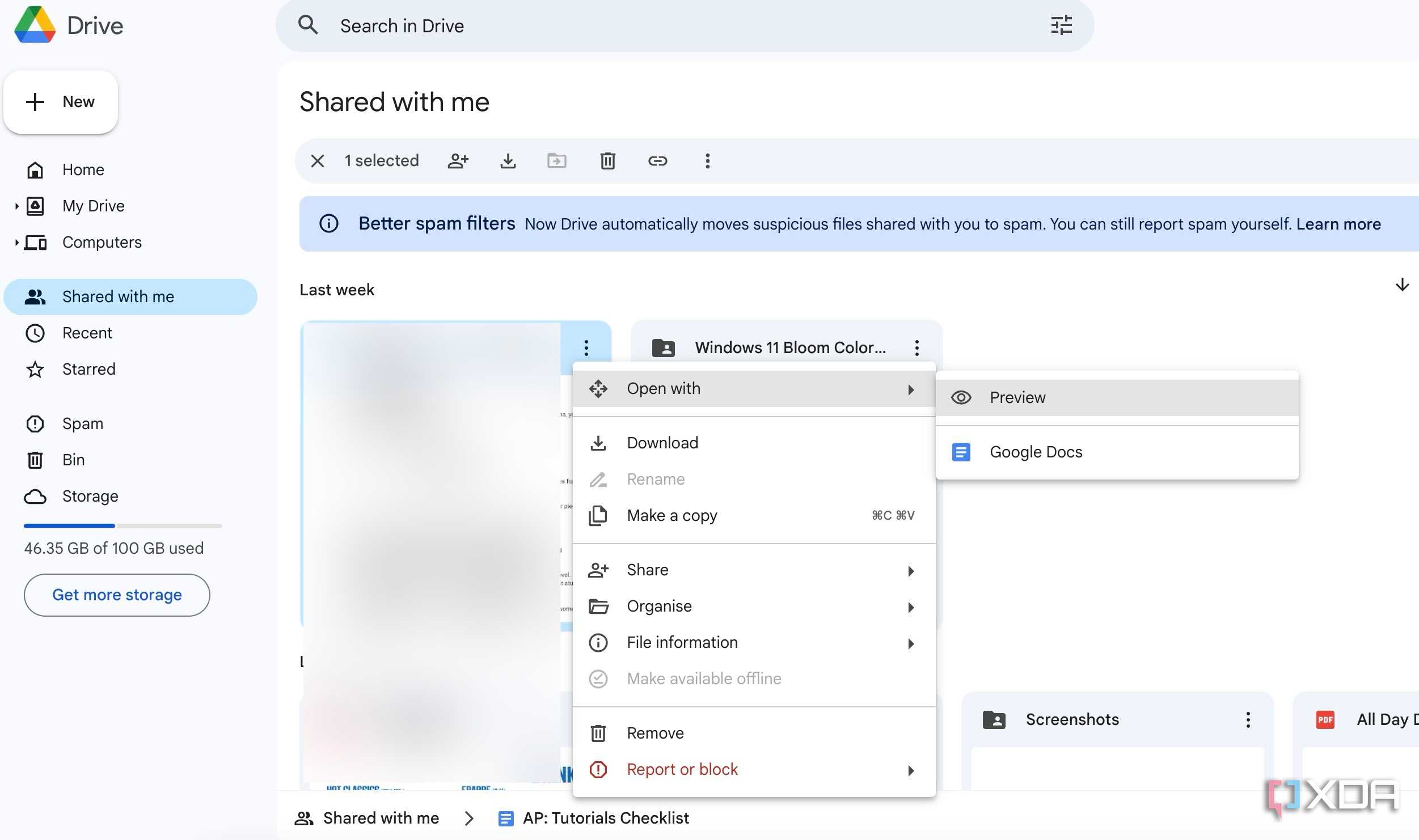 Google Drive sharing