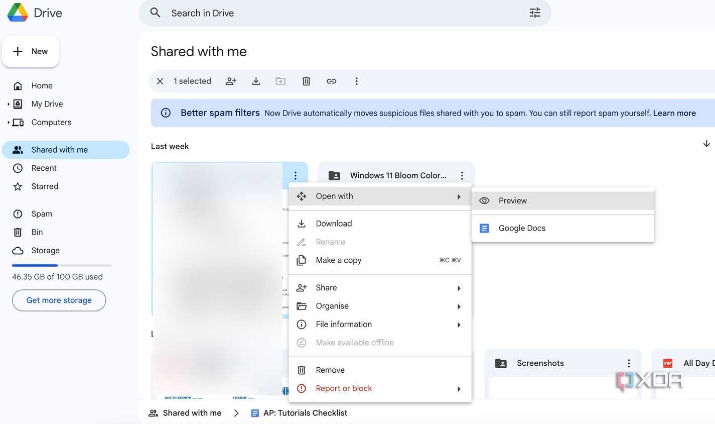 Google Drive sharing