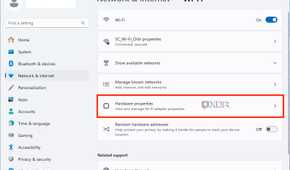 Windows 11 DNS settings, select Hardware properties