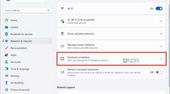 Windows 11 DNS settings, select Hardware properties