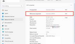 Windows 11 DNS settings, Click Edit next to DNS server assignment