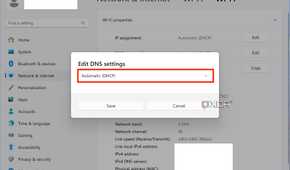 Windows 11 DNS settings, change Automatic to manual to add a custom DNS