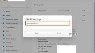 Windows 11 DNS settings, change Automatic to manual to add a custom DNS