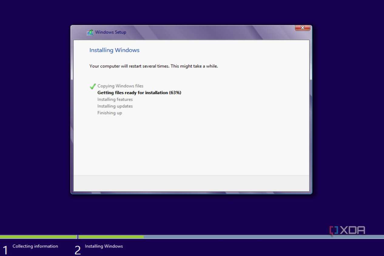 The Windows 8 installation screen