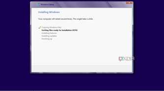The Windows 8 installation screen