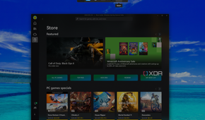 Windows Game Bar showing the controller bar with the Xbox app open in the background