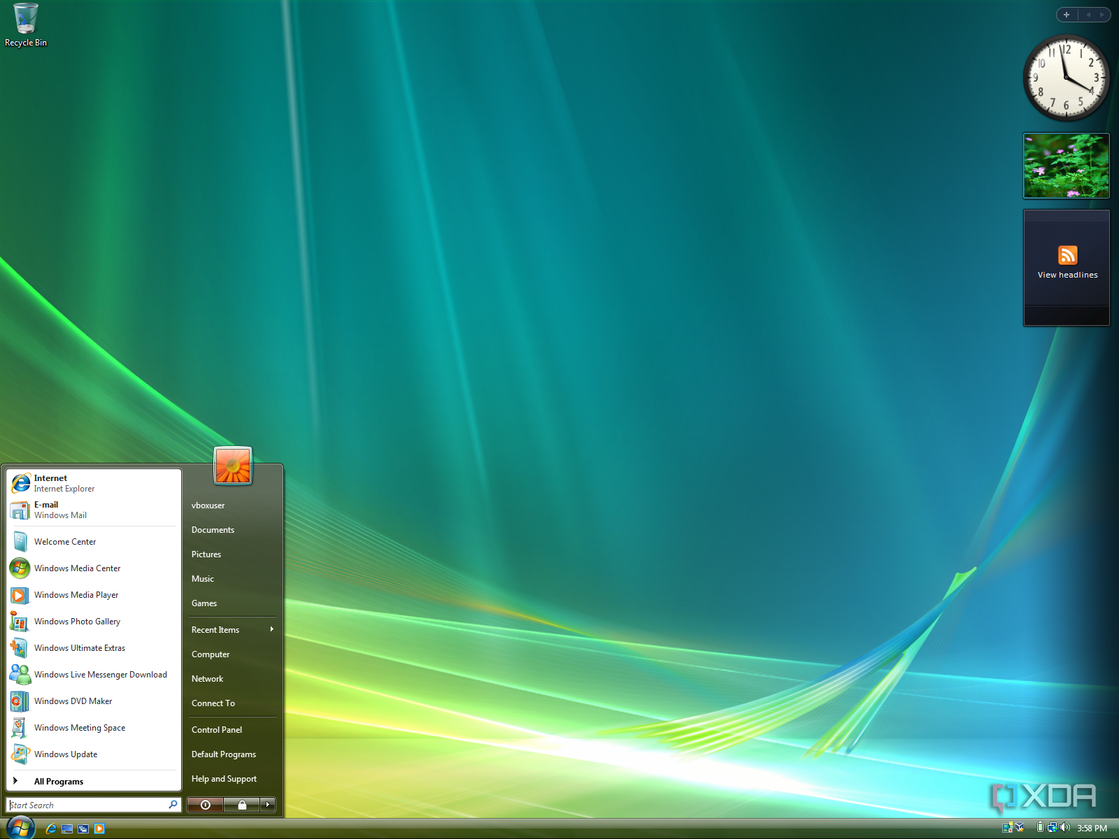 Screenshot of a Windows Vista desktop with the Start menu open