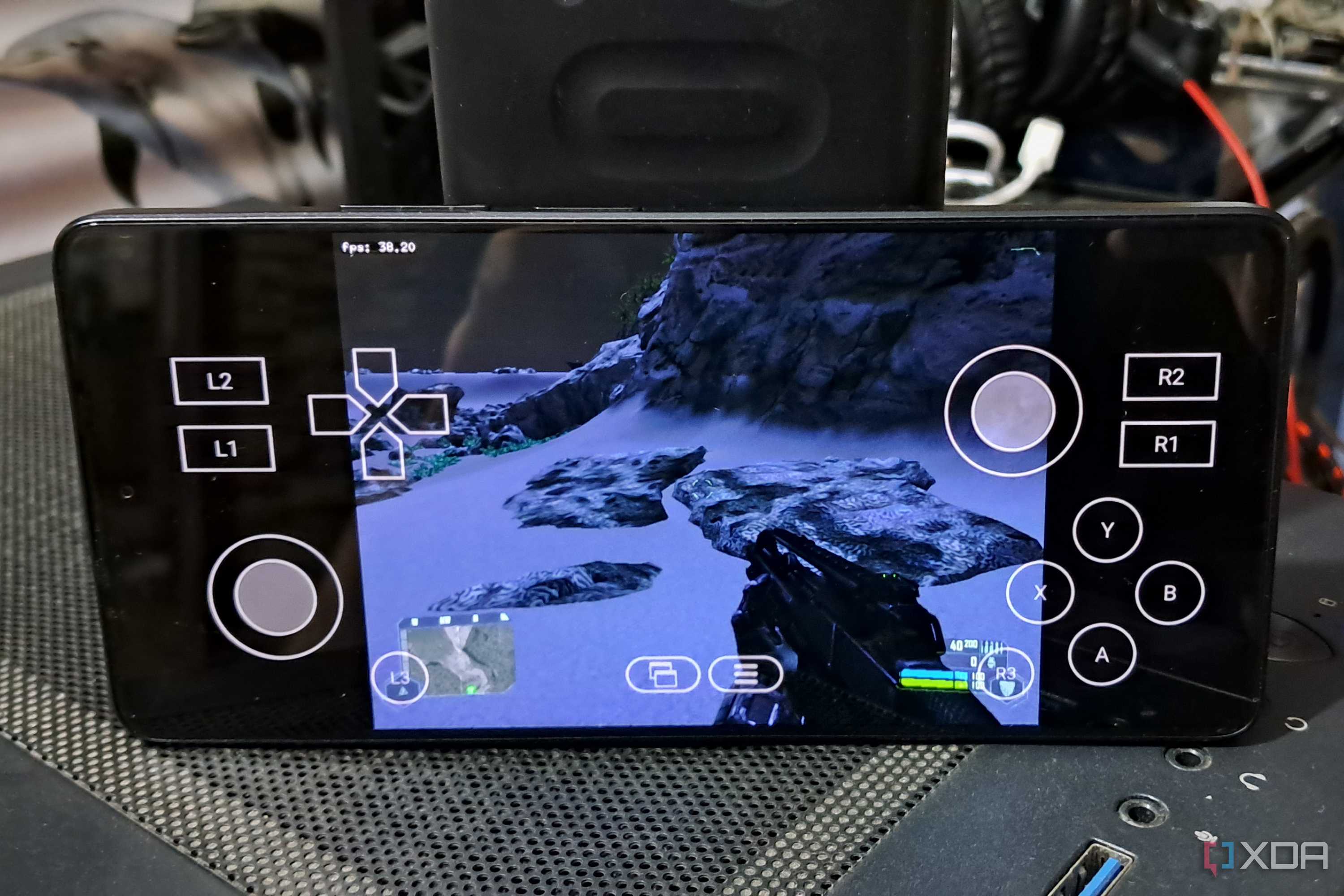 A Poco F5 running Crysis on Winlator
