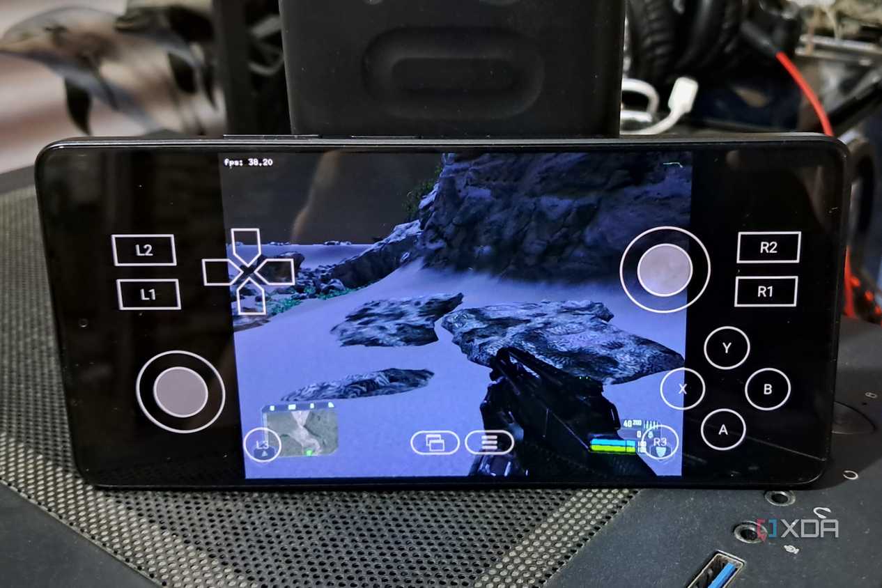 A Poco F5 running Crysis on Winlator