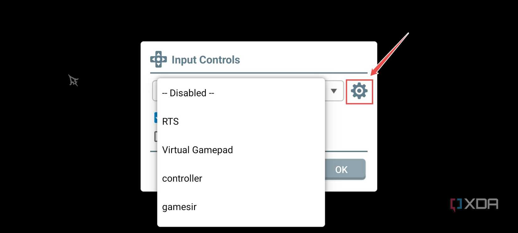 The option to change the Input Controls in Winlator