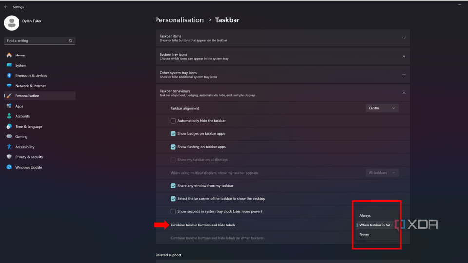 How to personalize your taskbar in Windows 11