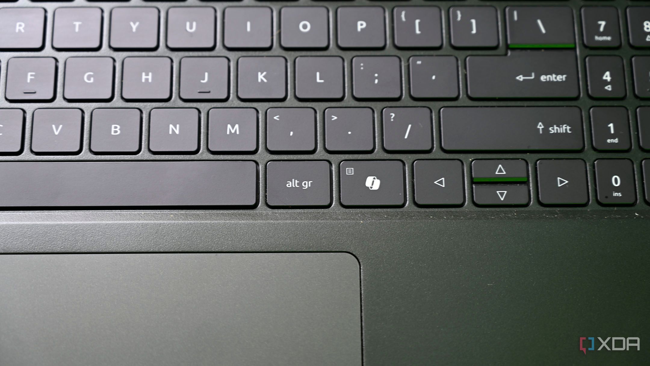 Close up shot of Microsoft Copilot key on Acer Swift Edge 16 (SFE16-44)'s keyboard