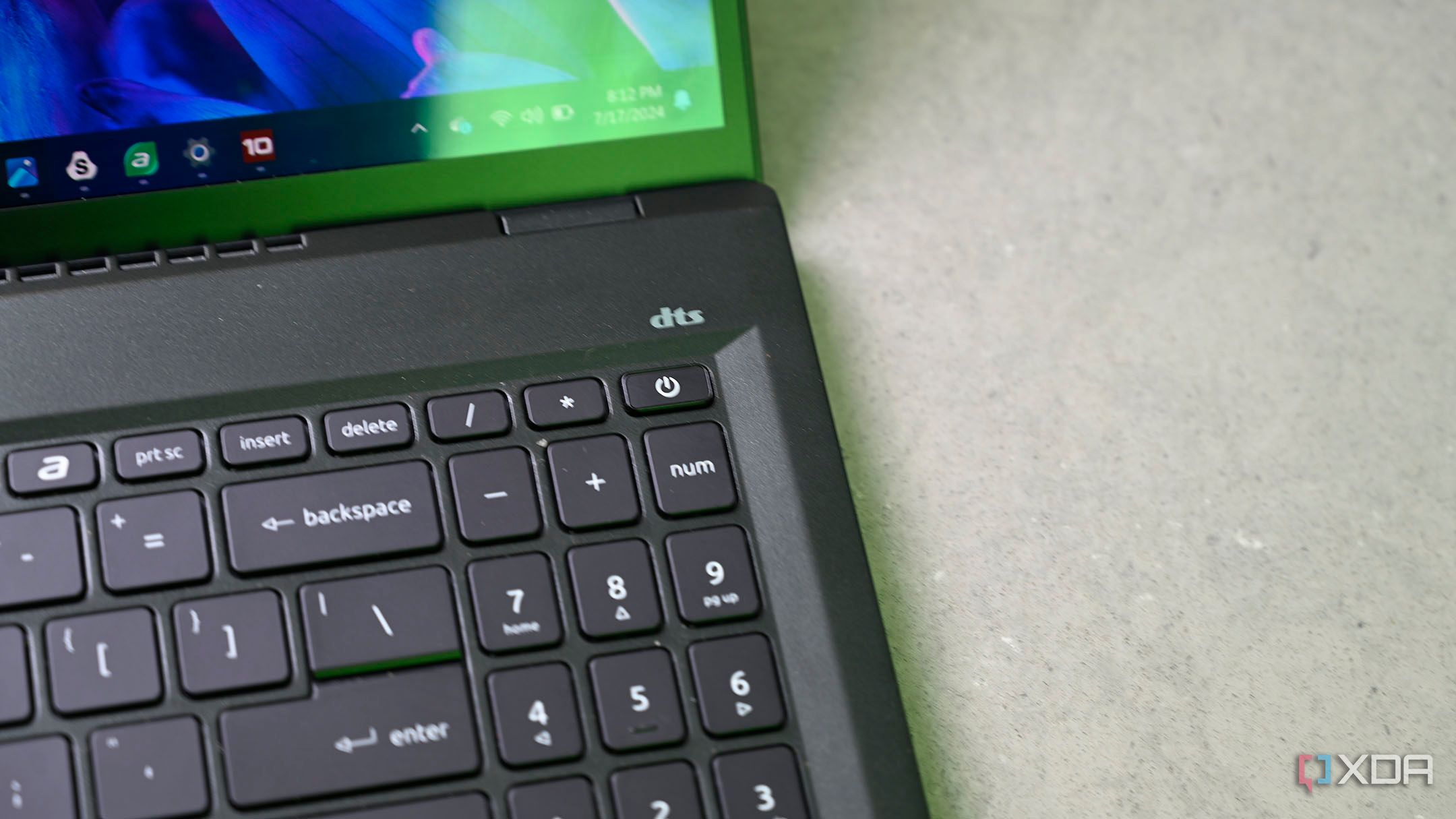 Close up shot of power button/fingerprint reader on Acer Swift Edge 16 (SFE16-44) keyboard