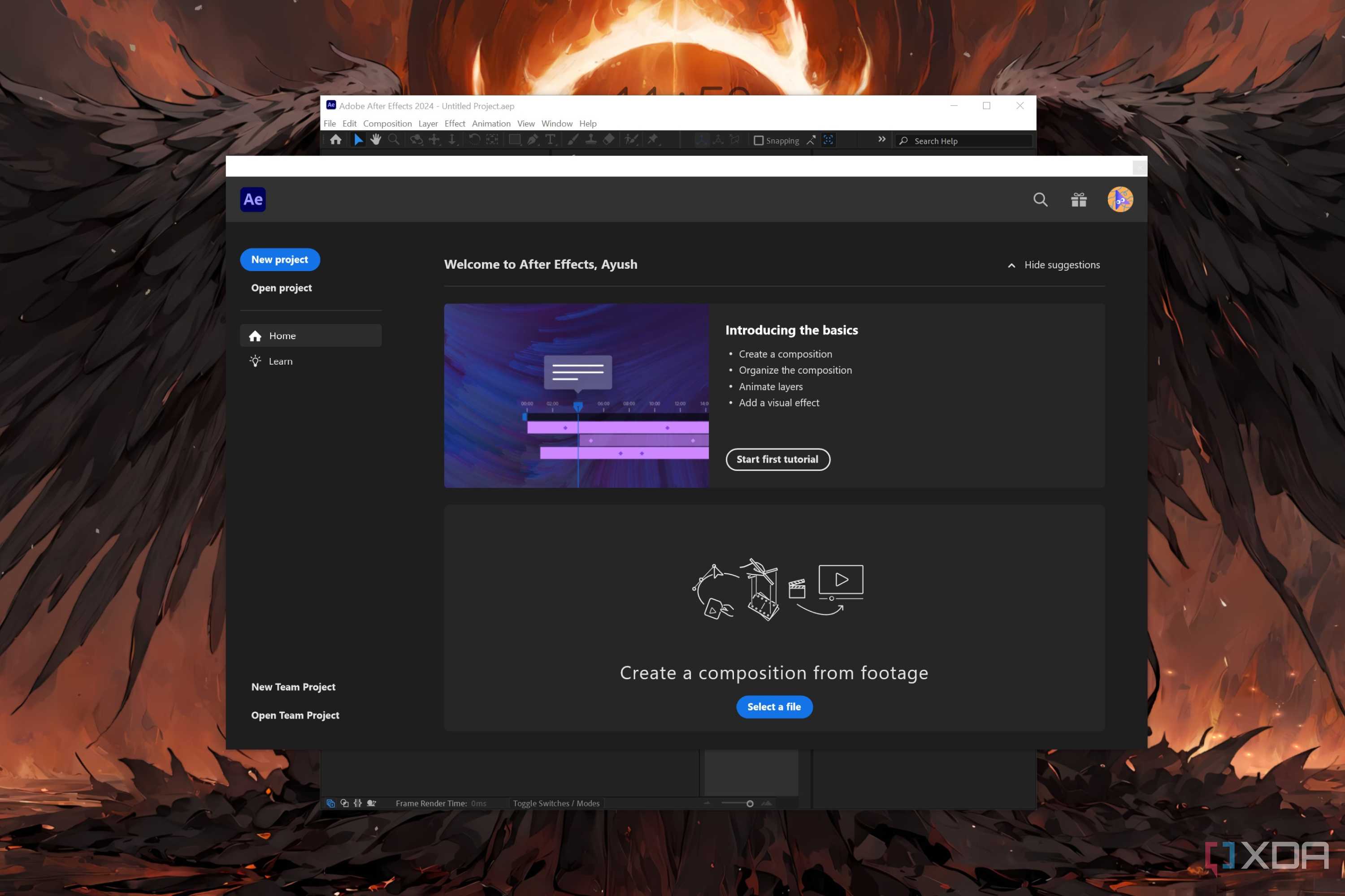The Adobe After Effects app
