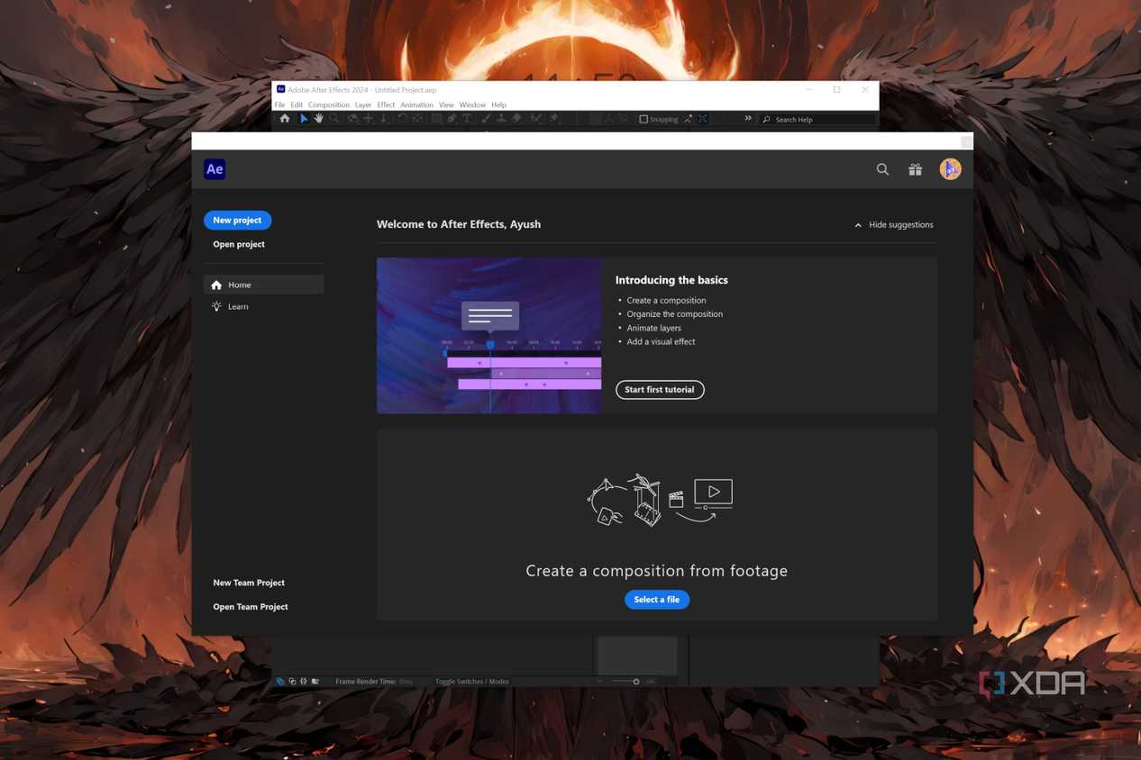 The Adobe After Effects app