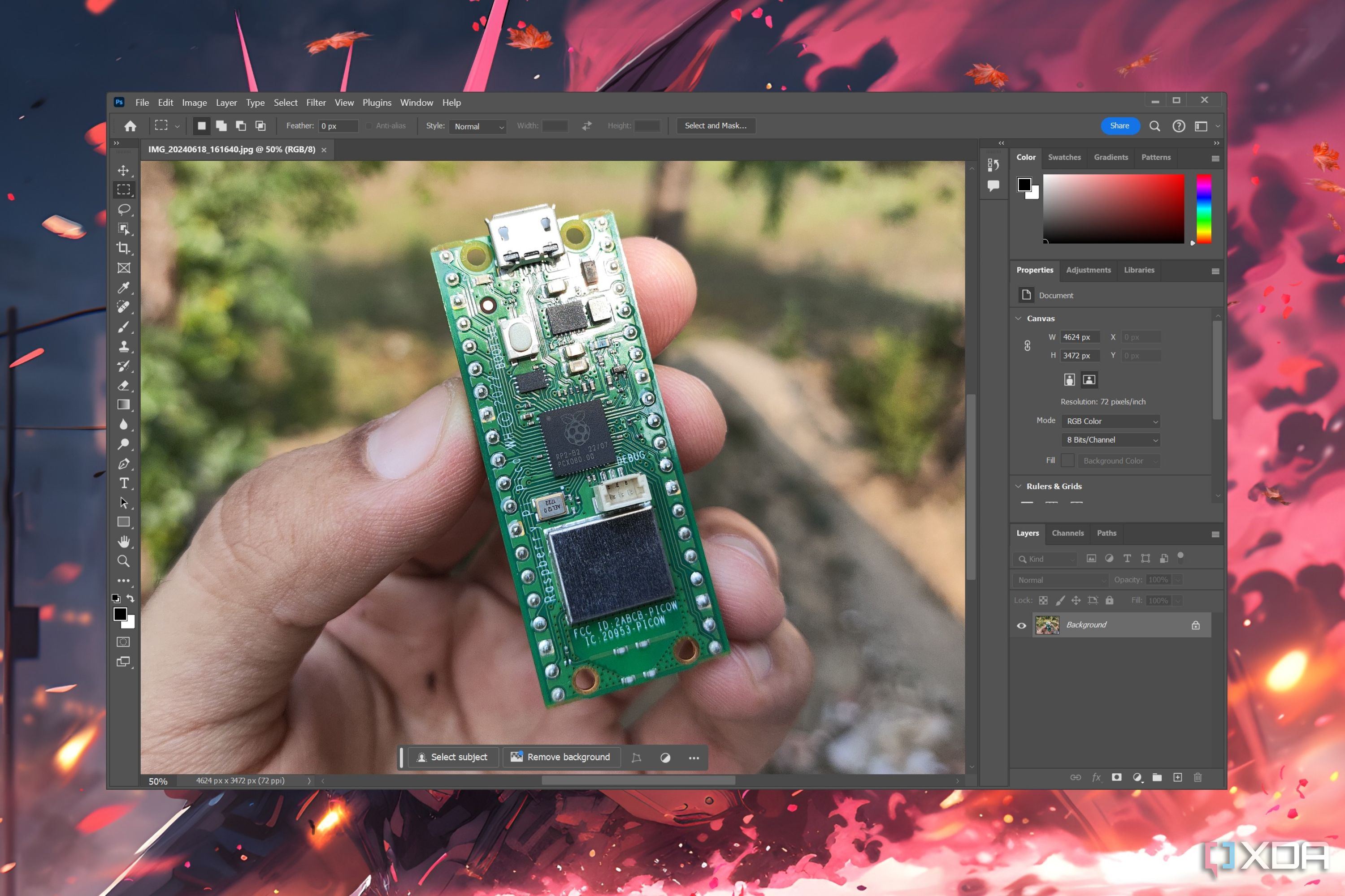 Editing an image in Adobe Photoshop