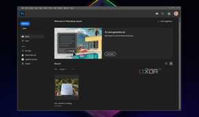 The main dashboard in Adobe Photoshop