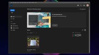 The main dashboard in Adobe Photoshop