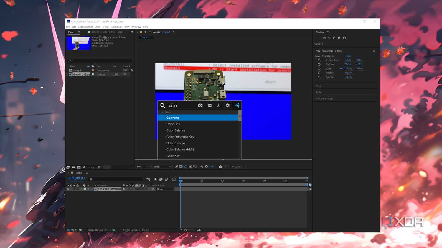 The After Effects interface with the FX Console settings