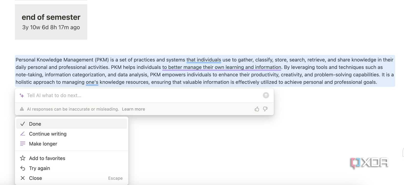 A screenshot showing Notion AI