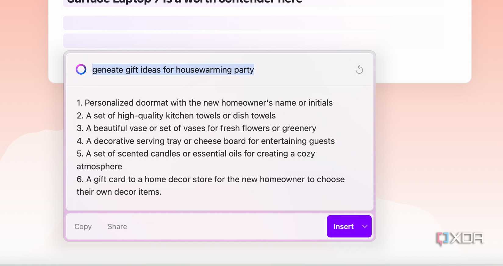 Craft assistant generating ideas