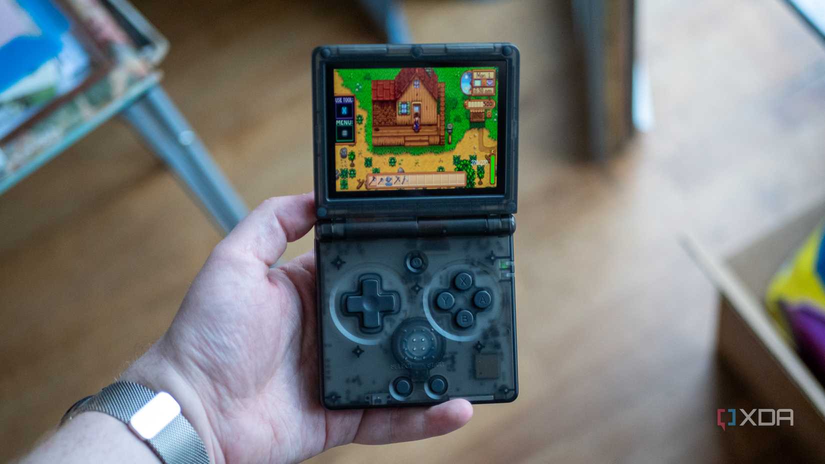 Starter farm in Stardew Valley, running on the Anbernic RG35XXSP