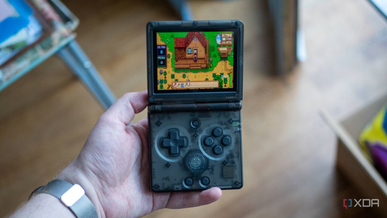 Starter farm in Stardew Valley, running on the Anbernic RG35XXSP