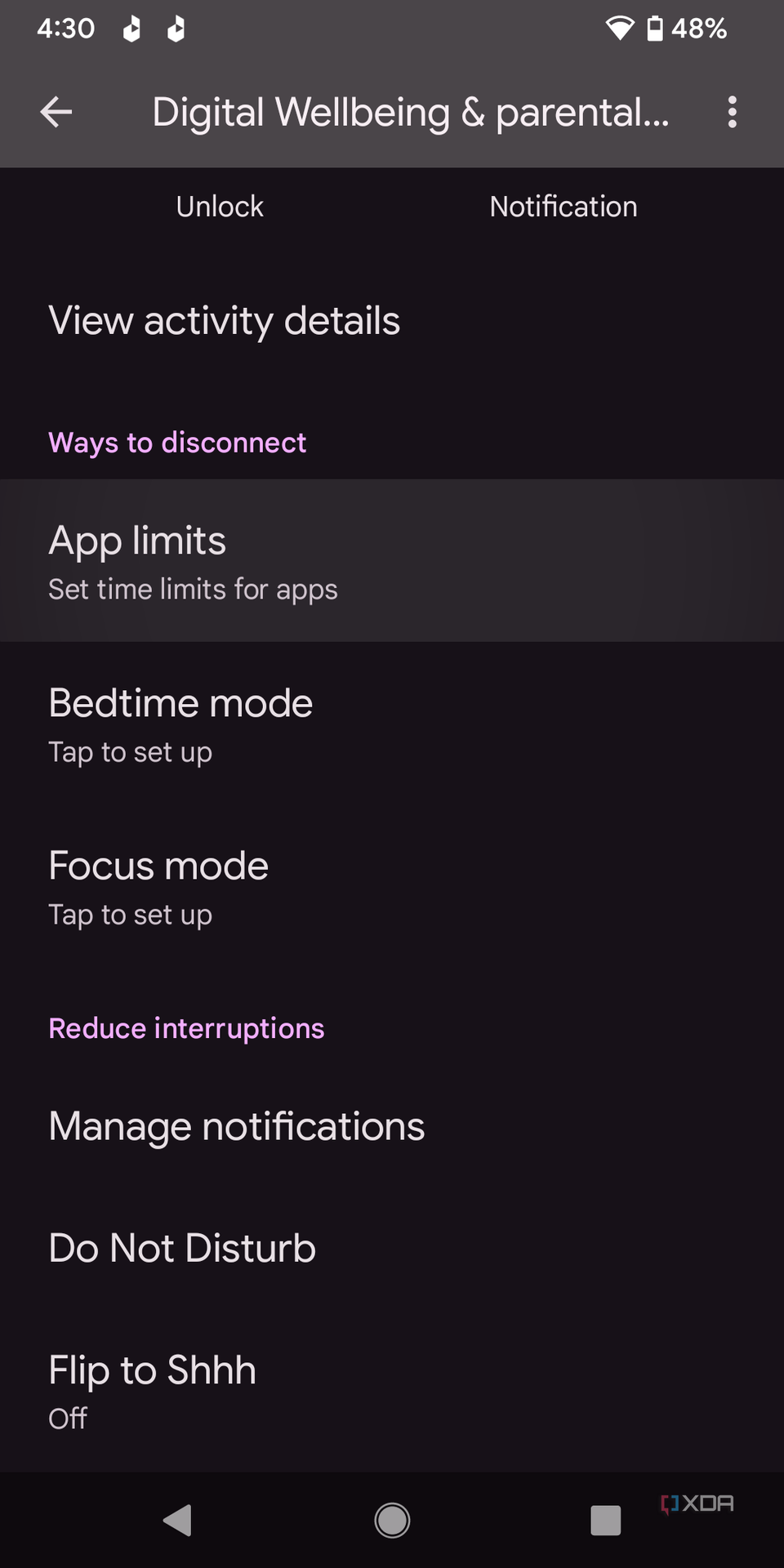 Android digital wellbeing app limits