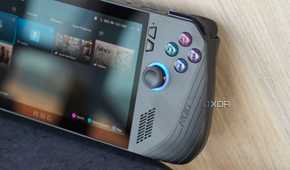 An angled view of the Asus ROG Ally X.