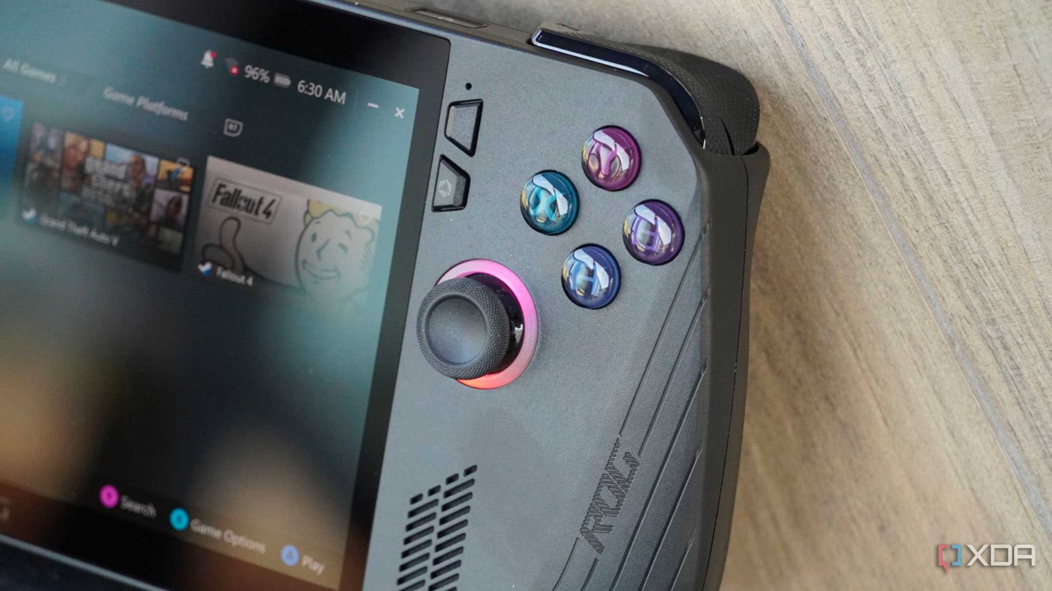 The ROG Ally X showing 96% battery.