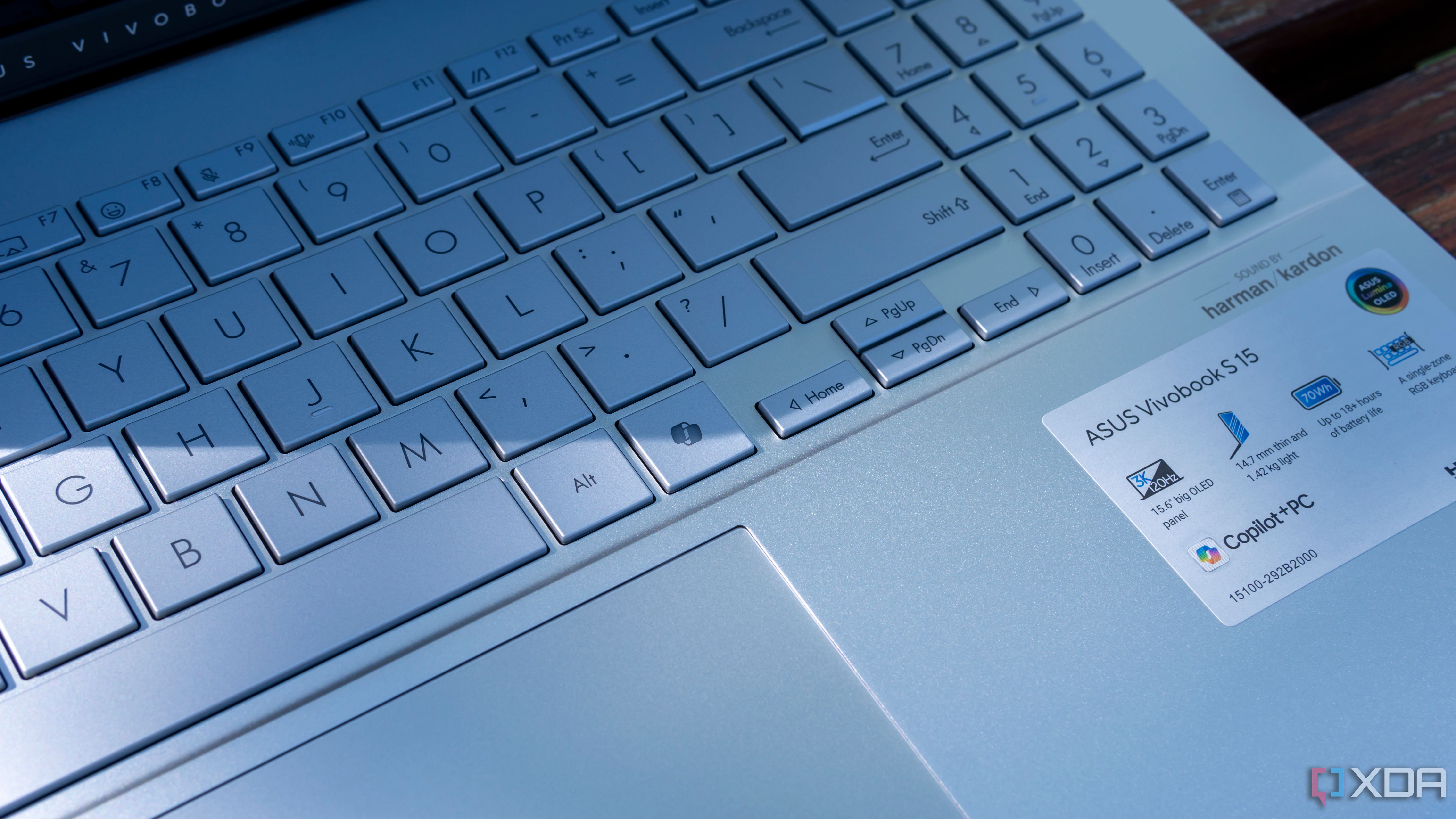 Close-up of the Copilot key on the Asus Vivobook S 15