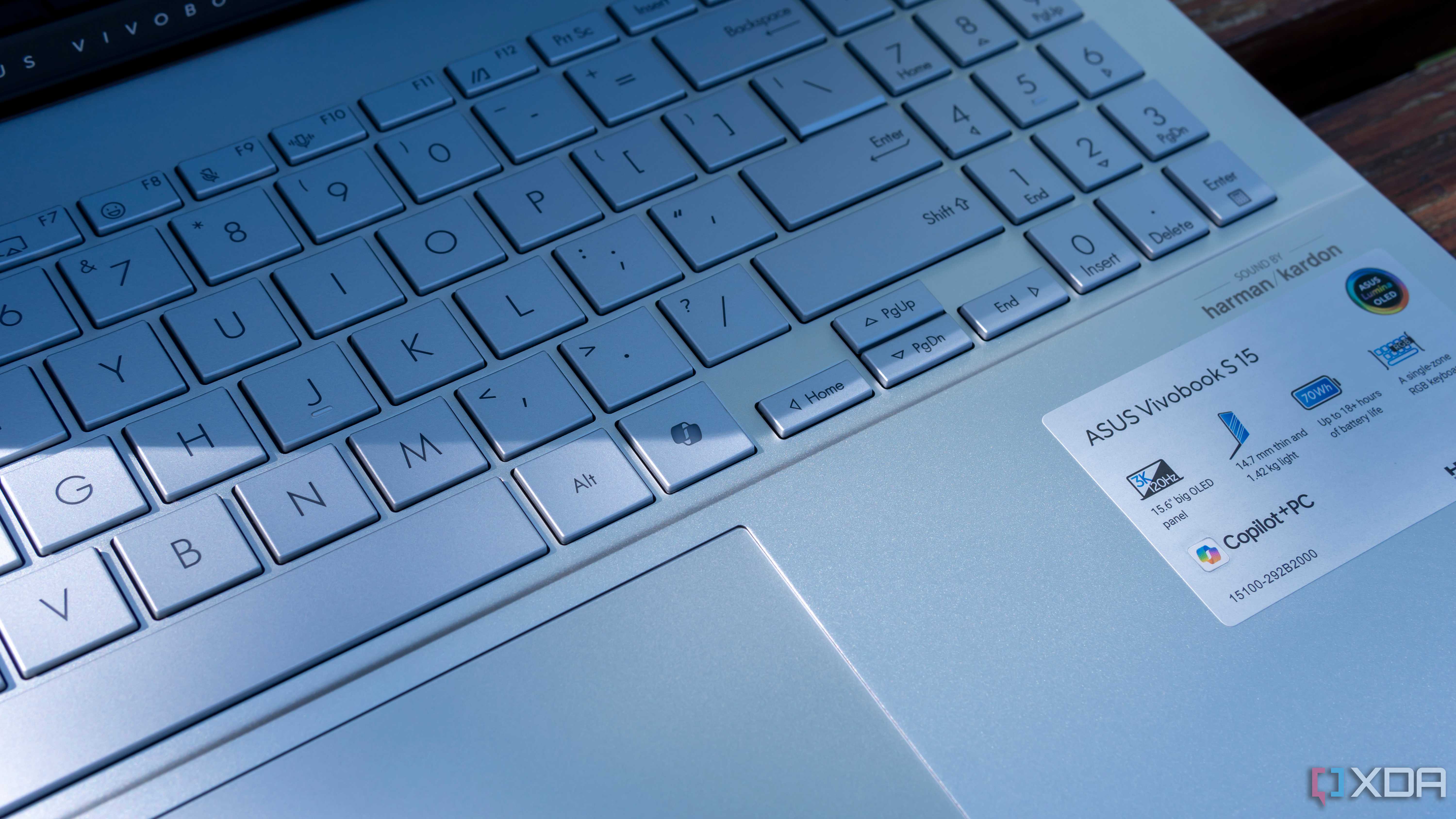 Close-up of the Copilot key on the Asus Vivobook S 15