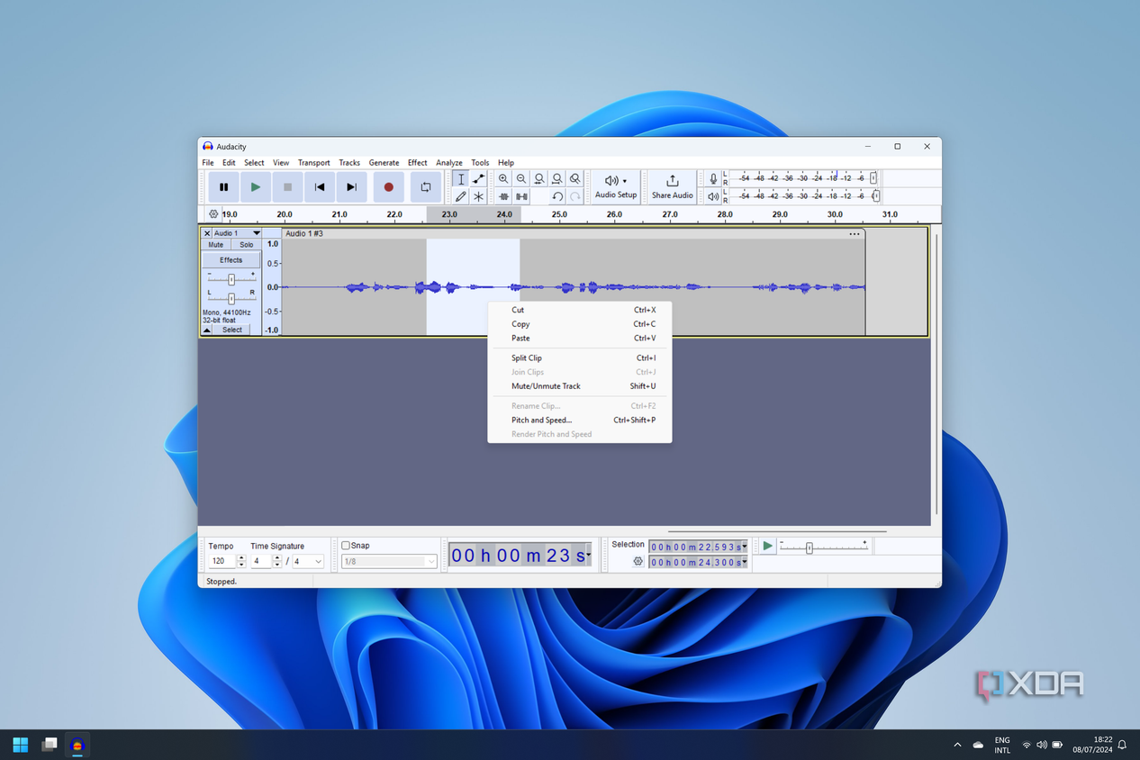 Screenshot of Audacity on Windows