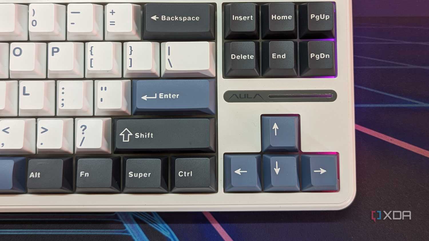 Close-up of a keyboard showing the arrow keys