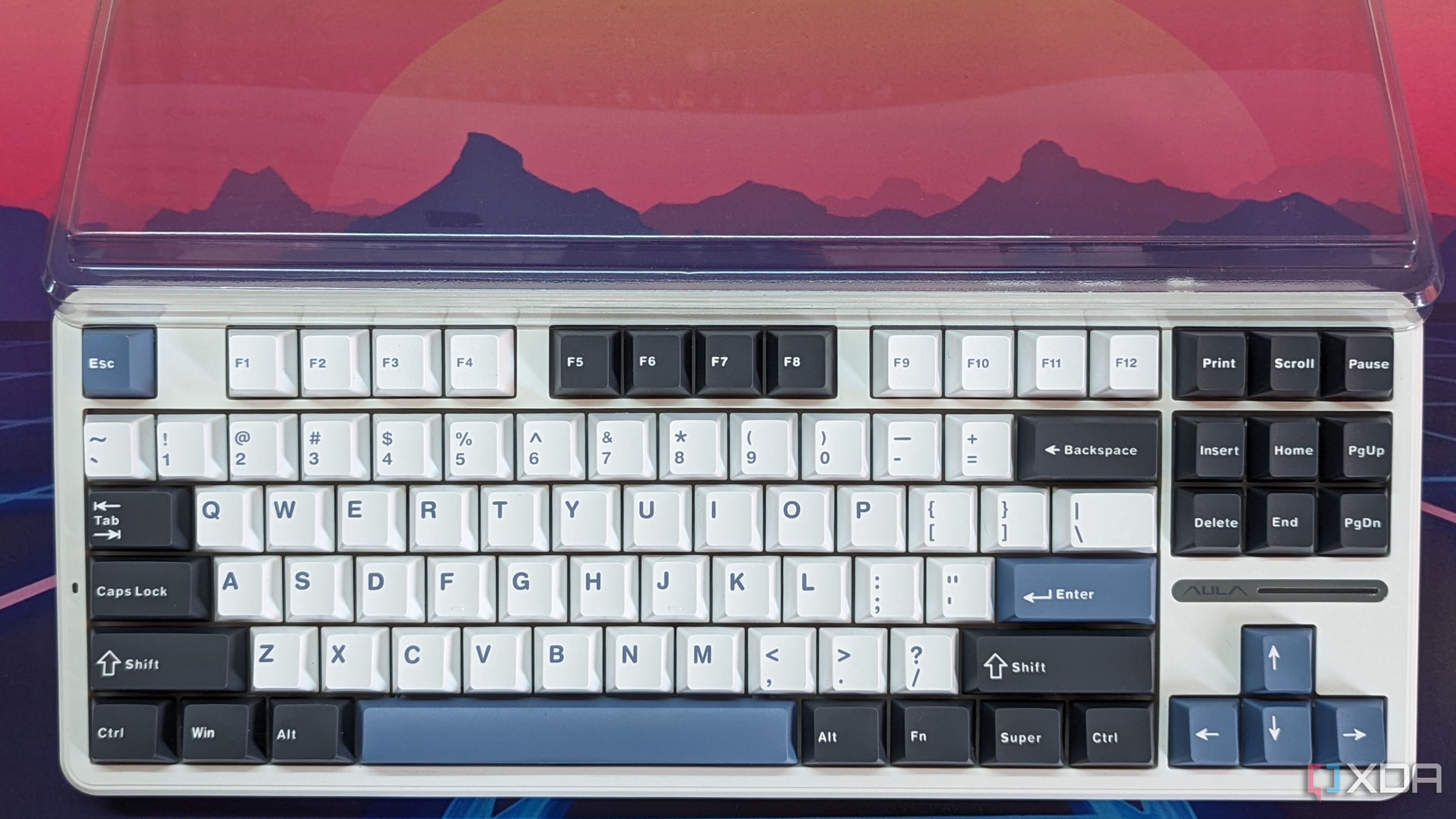 A keyboard shown from the top with a transparent cover