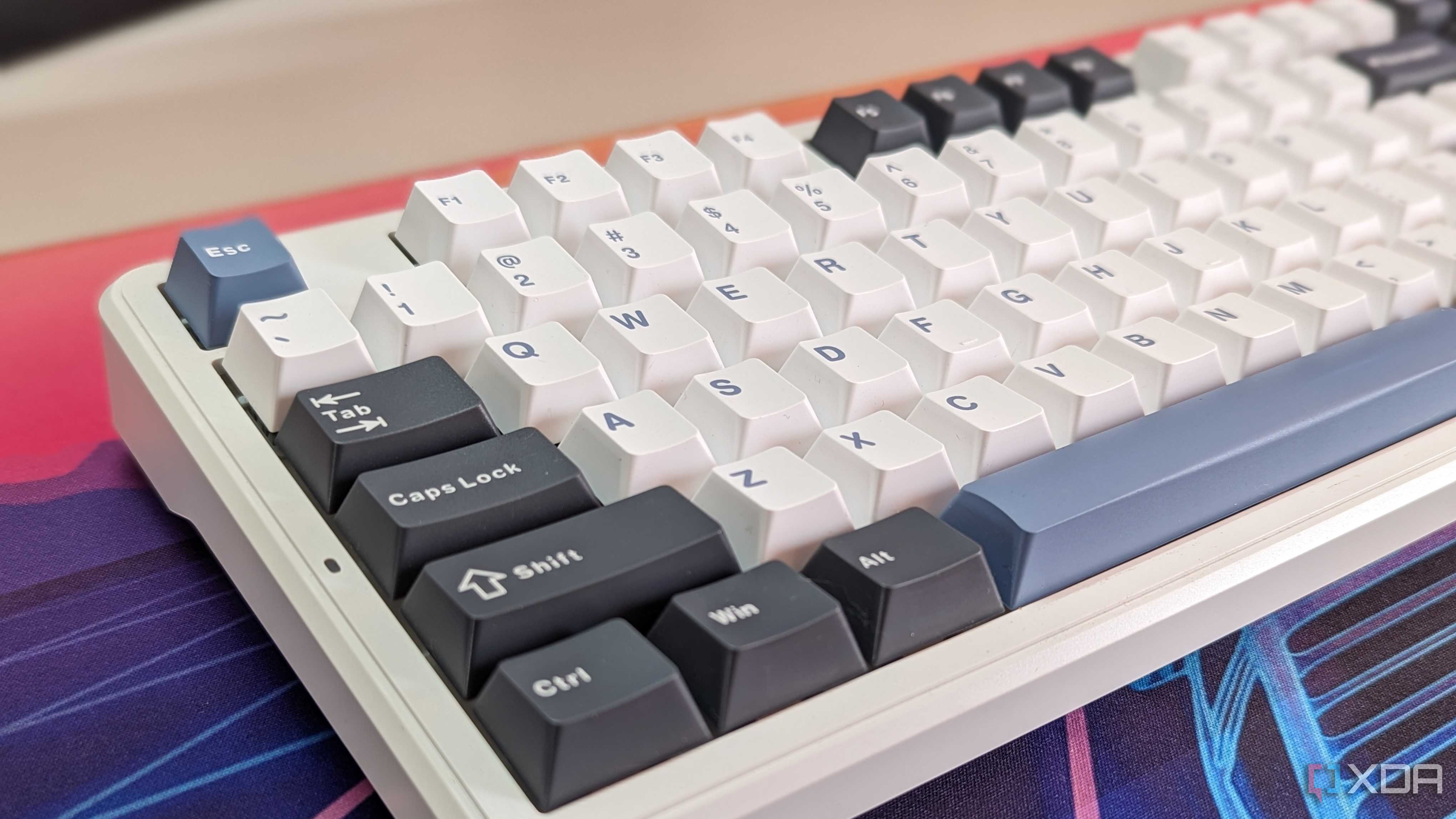Cloe-up of a keyboard from a side angle