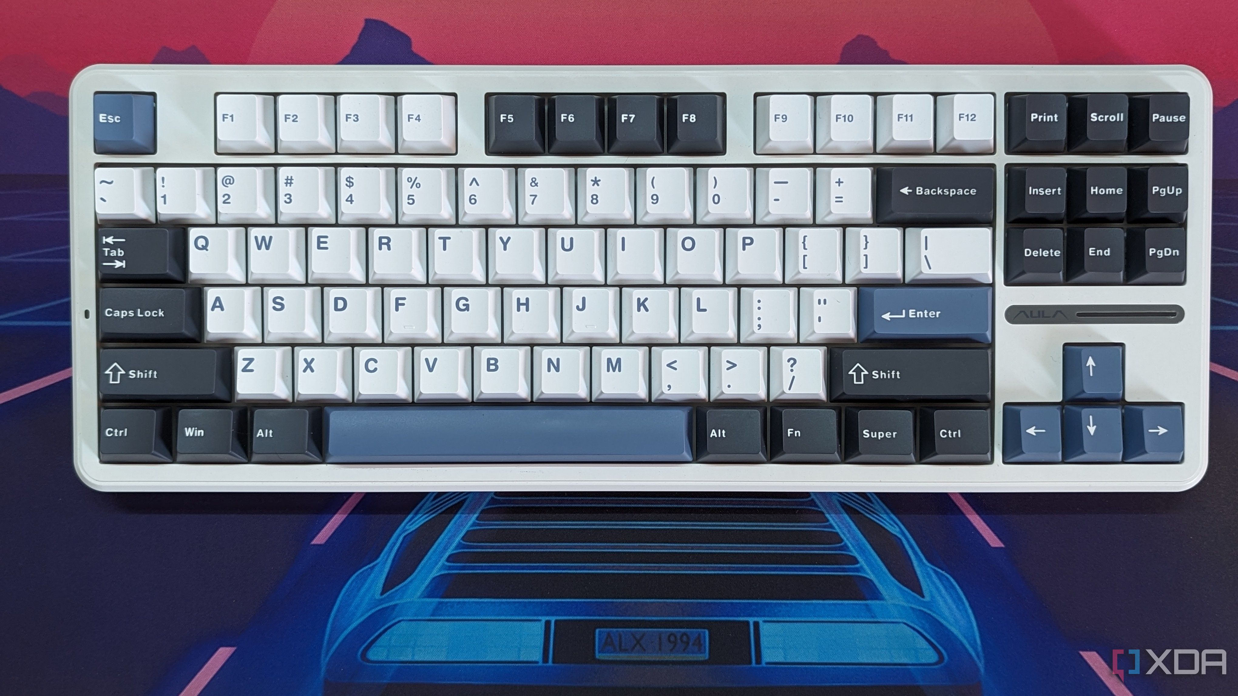 A mechanical keyboard shown from a top angle