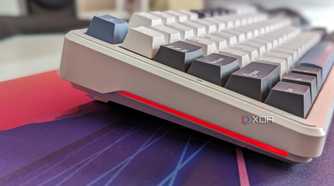 Close-up of a keyboard with RGB lighting on the side