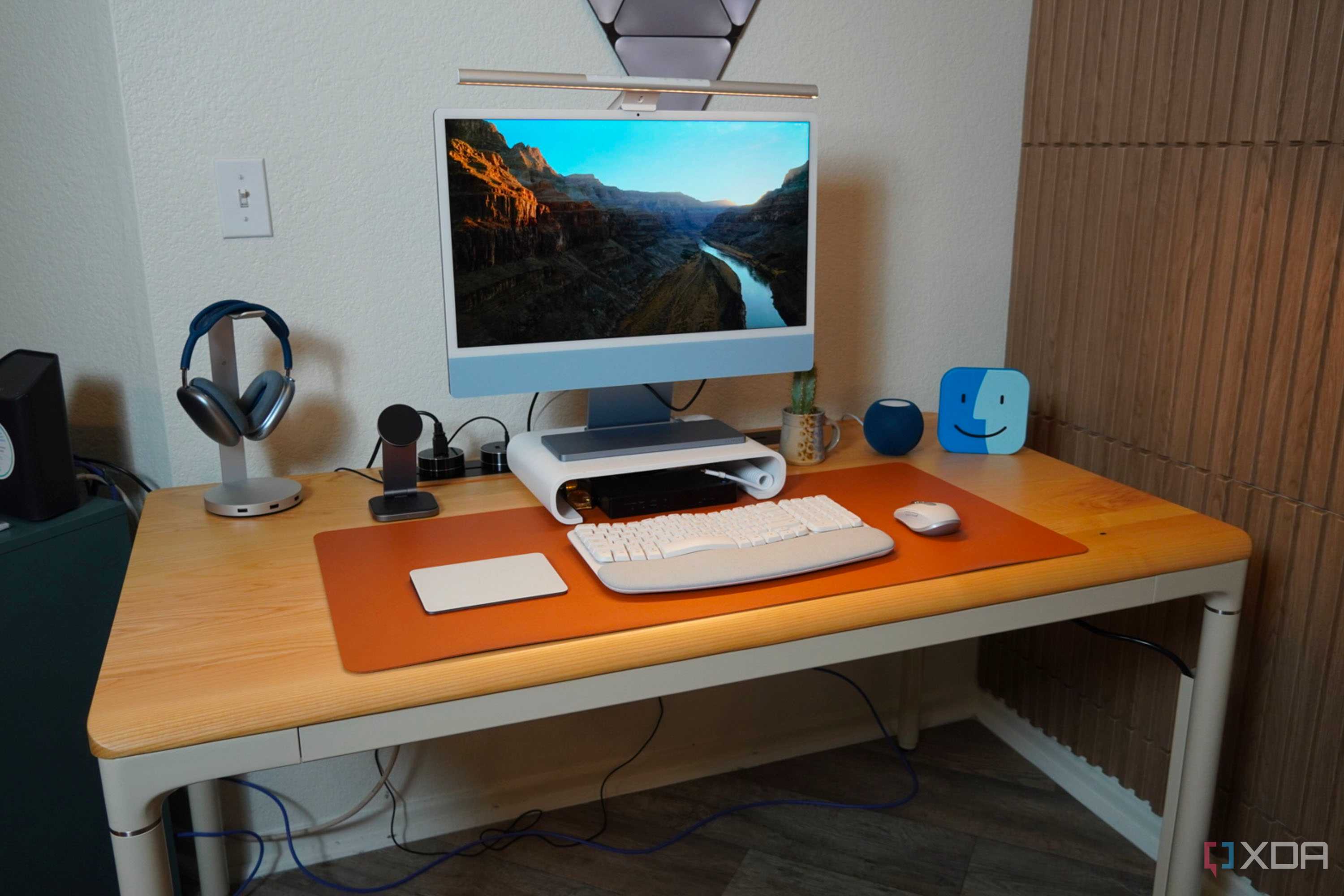 The Autonomous SmartDesk Levitate in a home office.