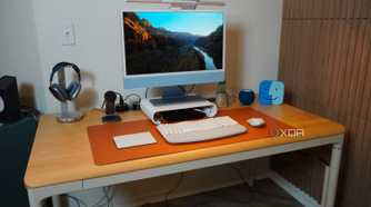 The Autonomous SmartDesk Levitate in a home office.