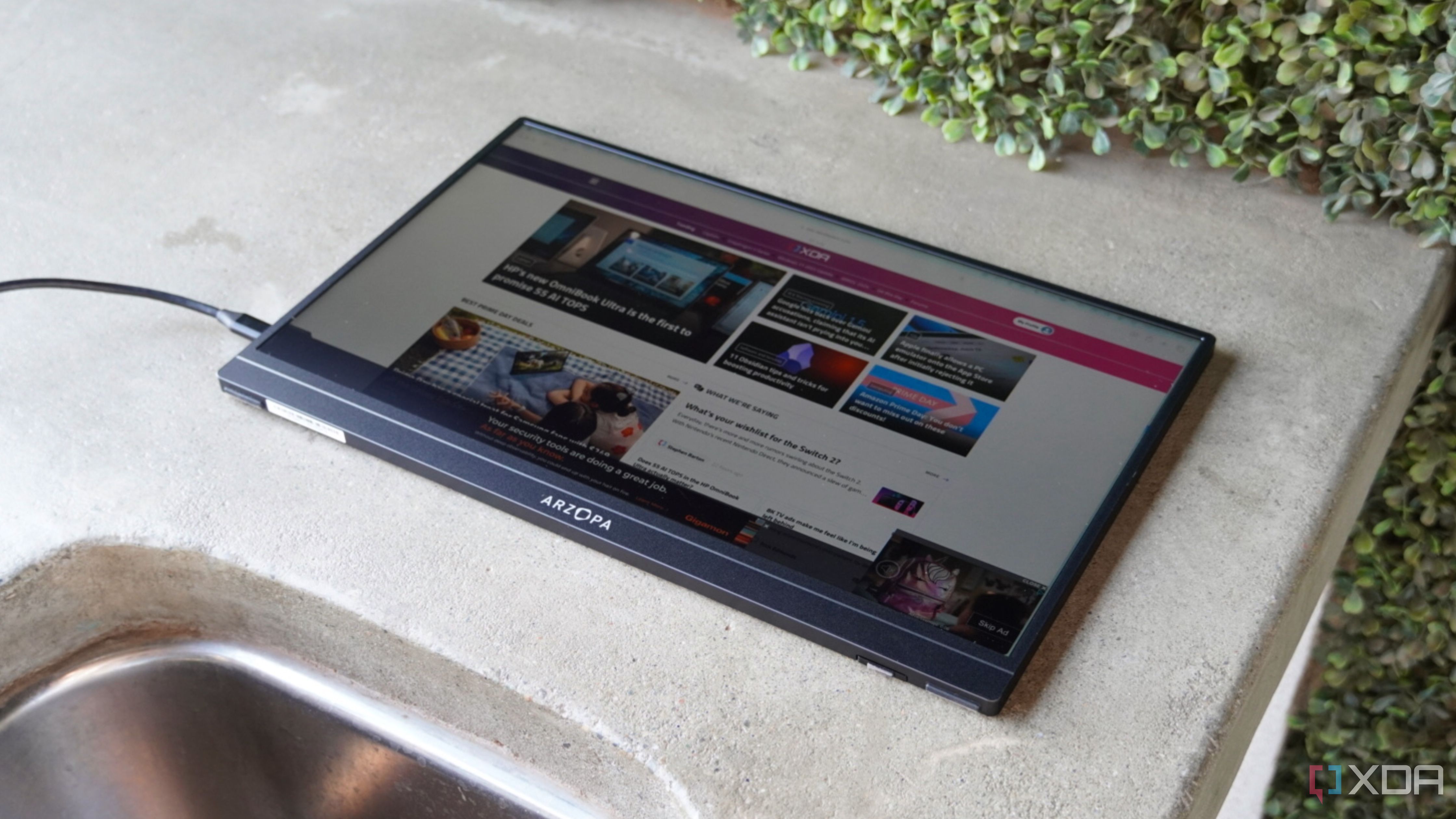 The Arzopa portable monitor lying flat.