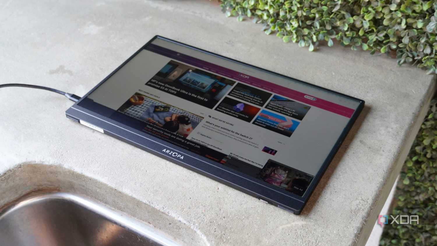 The Arzopa portable monitor lying flat.