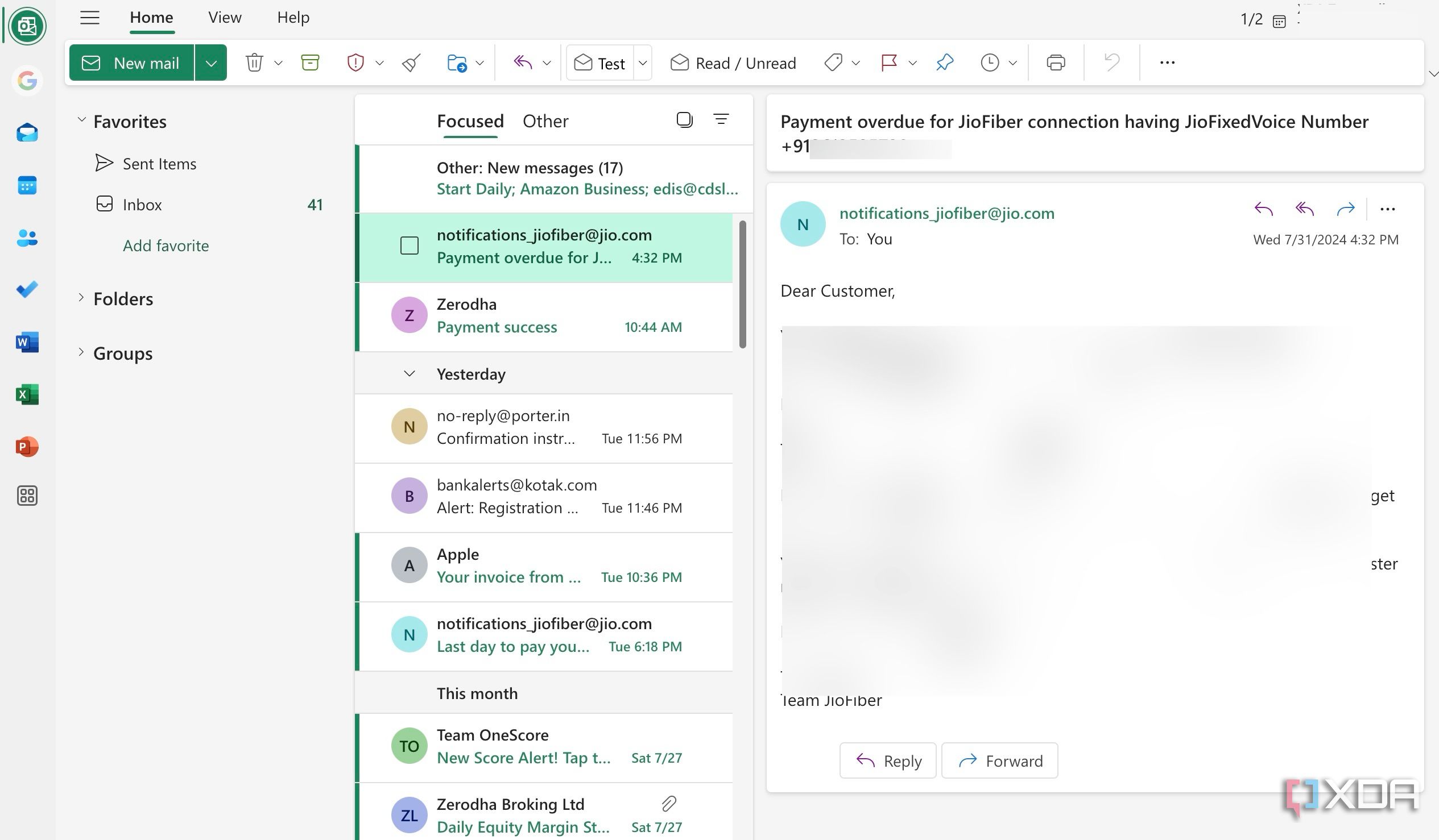 Microsoft Outlook home