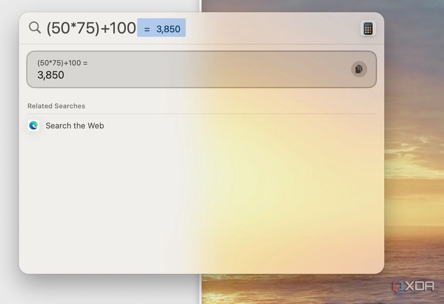 calculator in Spotlight