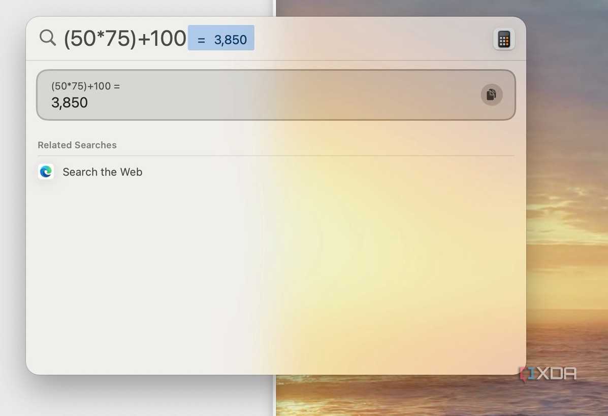 calculator in Spotlight