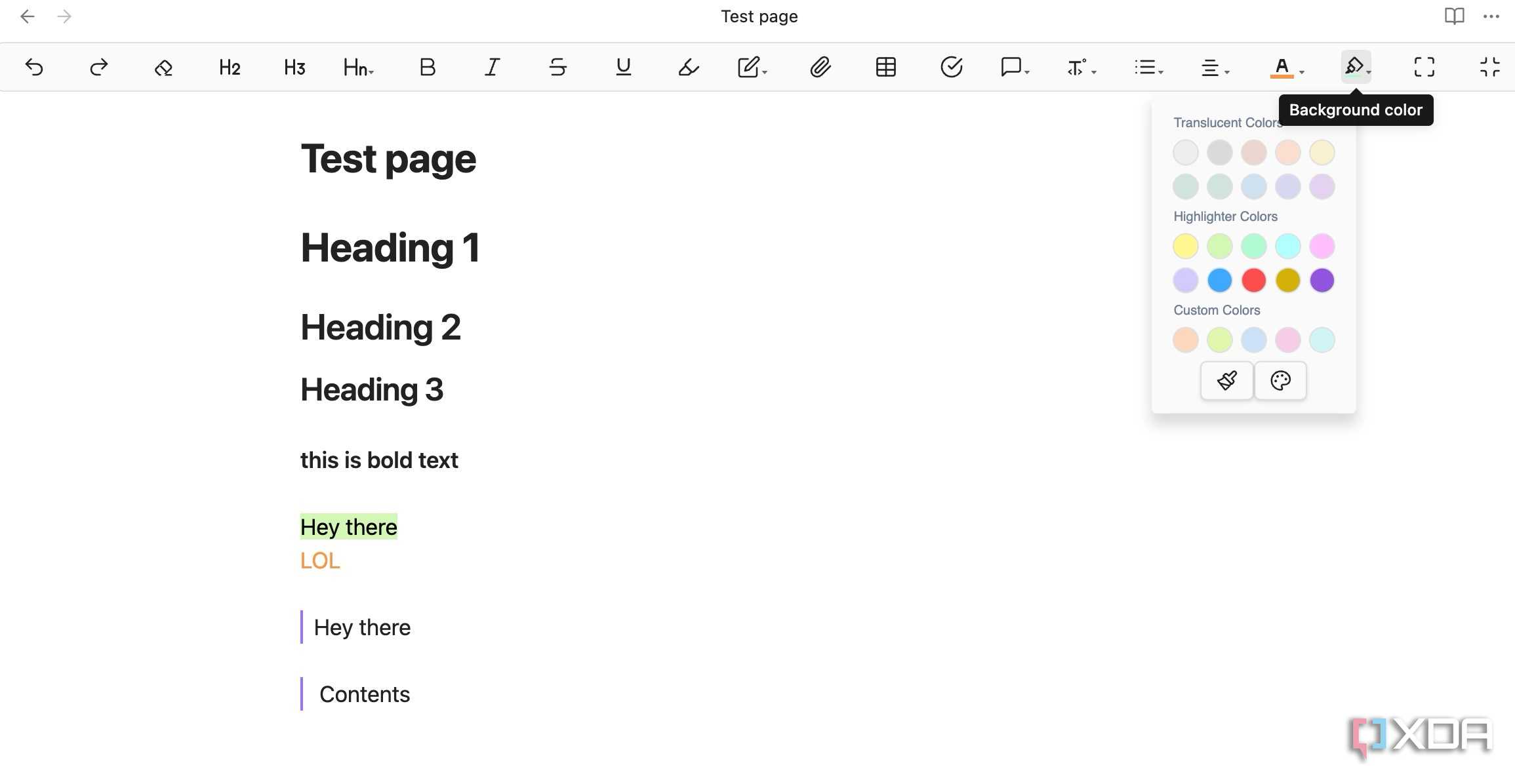 Editing toolbar in Obsidian